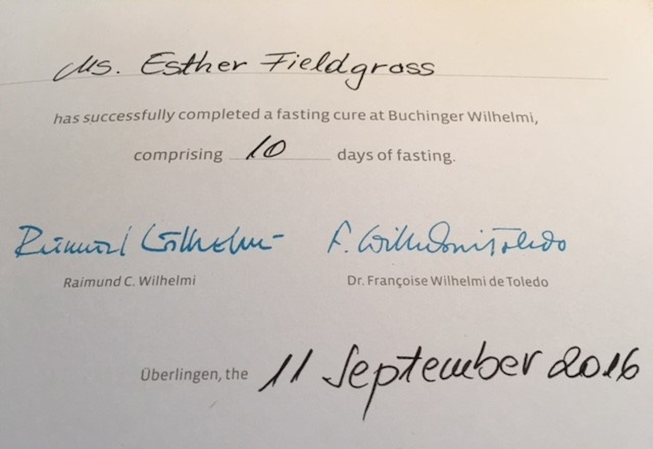 Esther's Diary of Therapeutic Fasting at Buchinger Wilhelmi