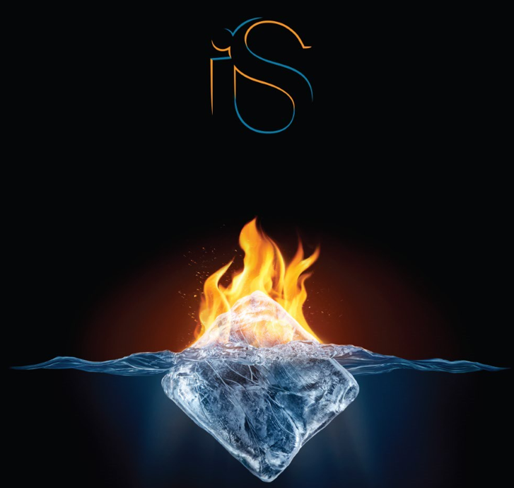 Fire and ice symbolising the facial's dual action of intense exfoliation and soothing hydration.